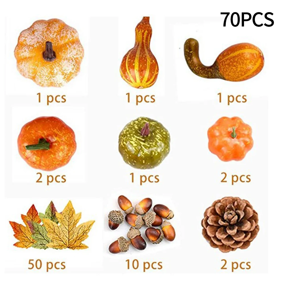 

50Pcs Artificial Pumpkin Happy Halloween Decoration Prop Autumn Fall Harvest Wreath For Home Party Wedding Decoration