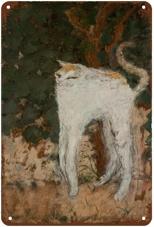 1p Белый Кот - Пьер Боннард Винтаж Ретро Металлическая Оловянная Вывеска Плакат