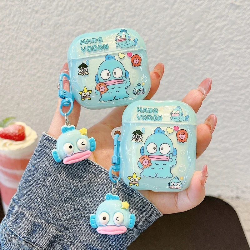 Фото Милый мультяшный чехол для наушников Sanrio Hangyodon для Airpods 1, 2, 3, 4 Pro 2, защитный чехол для беспроводной Bluetooth-гарнитуры с подвеской №2