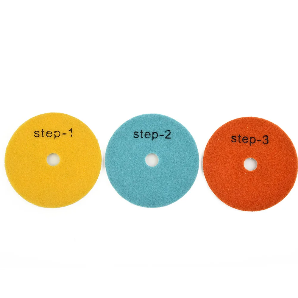 

3 Pcs Diamond Polishing Pads 4 Inch 100mm Dry/Wet 3 Step For Granite Polishing Buffing Tool Sander Accessories