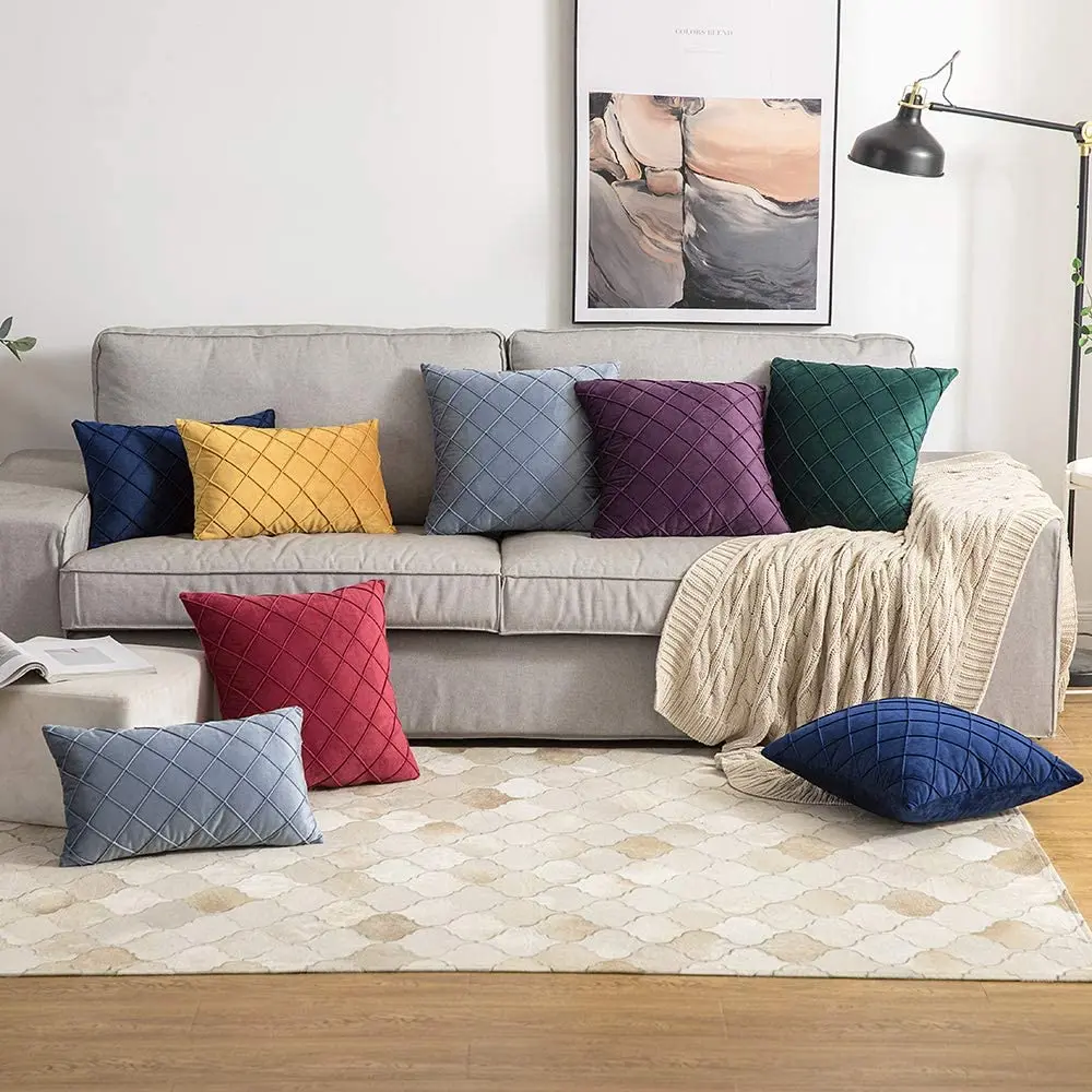 

Cushion Cover Velvet 45x45cm 30x50cm Design Pleated Solid Color Pattern Pillow Cover Funda Cojin Housse De Coussin