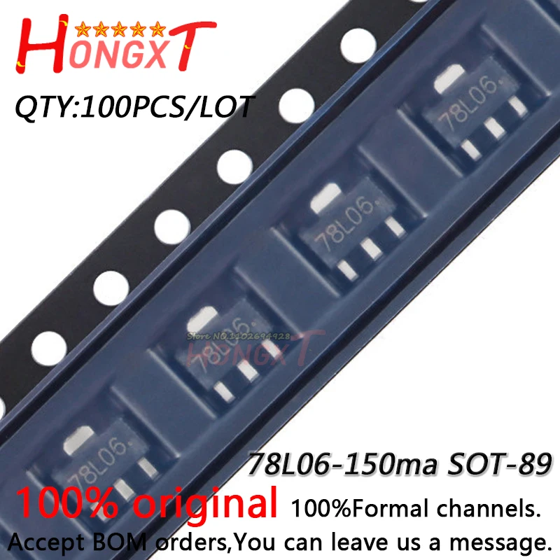 100 шт., 100% новый 78L06-150ma SOT-89.