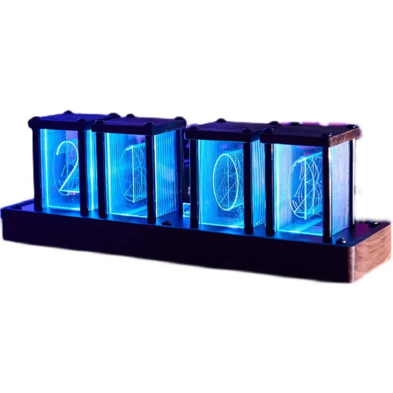 RGB pseudo glow tube clock solid wood electronic digital led3d computer desktop gaming room decoration luminous table |