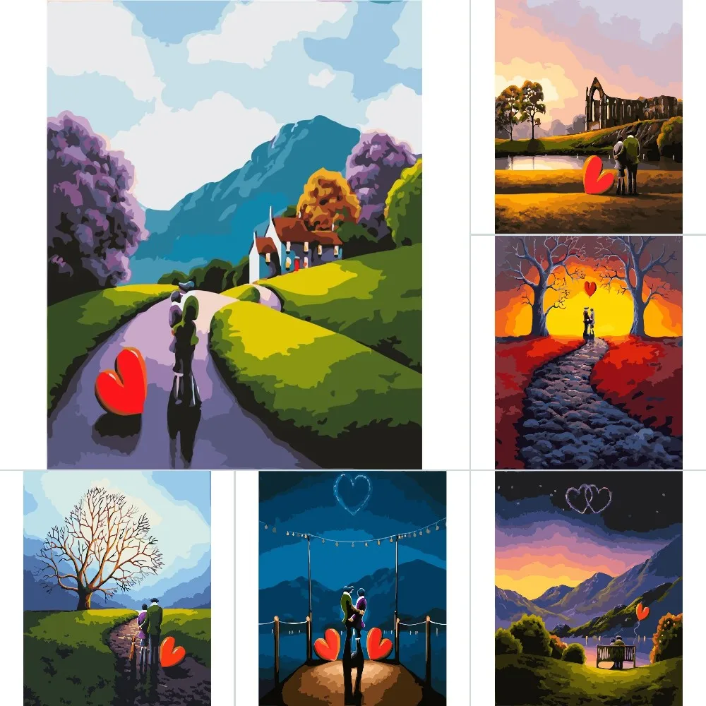 Night Romance Painting By Numbers For Adults Kids Kits Hand Painted Drawing Canvas DIY Oil Coloring Paint Picture By Numbers