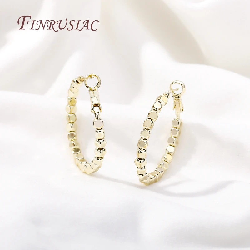 серьги золотые Серьги-кольца квадратные с бусинами женские винтажные