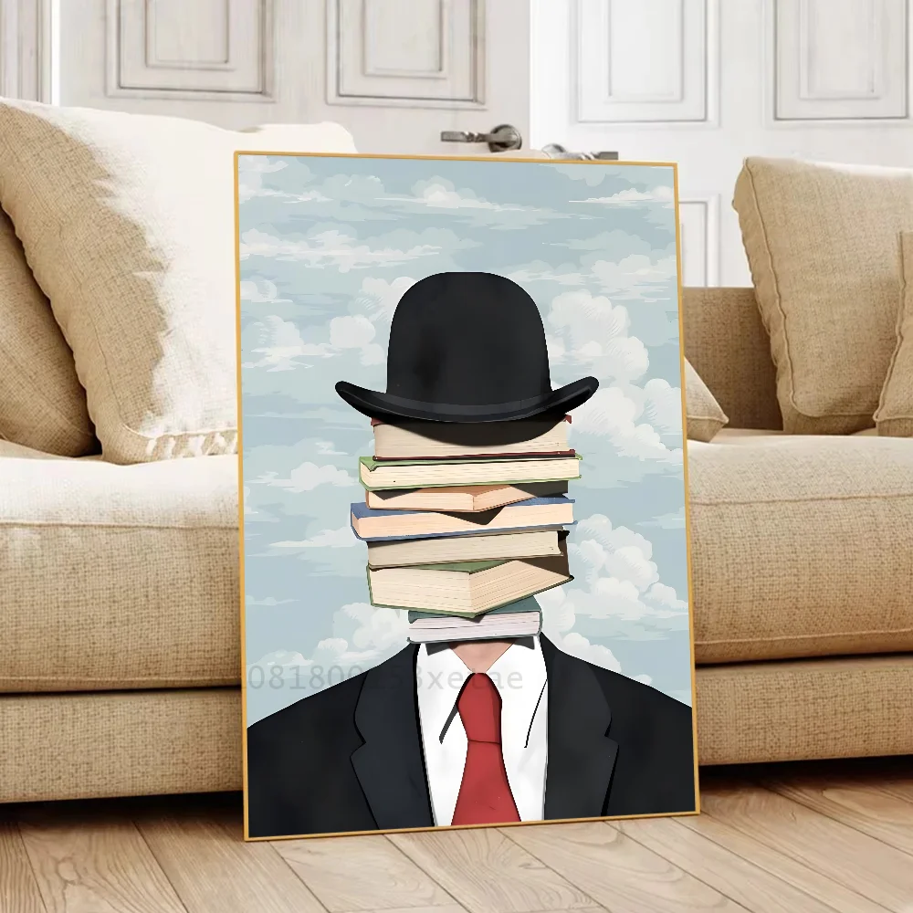 Abstract Canvas Painting Rene Magritte Son Of Man Poster Paper Print Home Living Room Entrance Bar Cafe Art Decoration