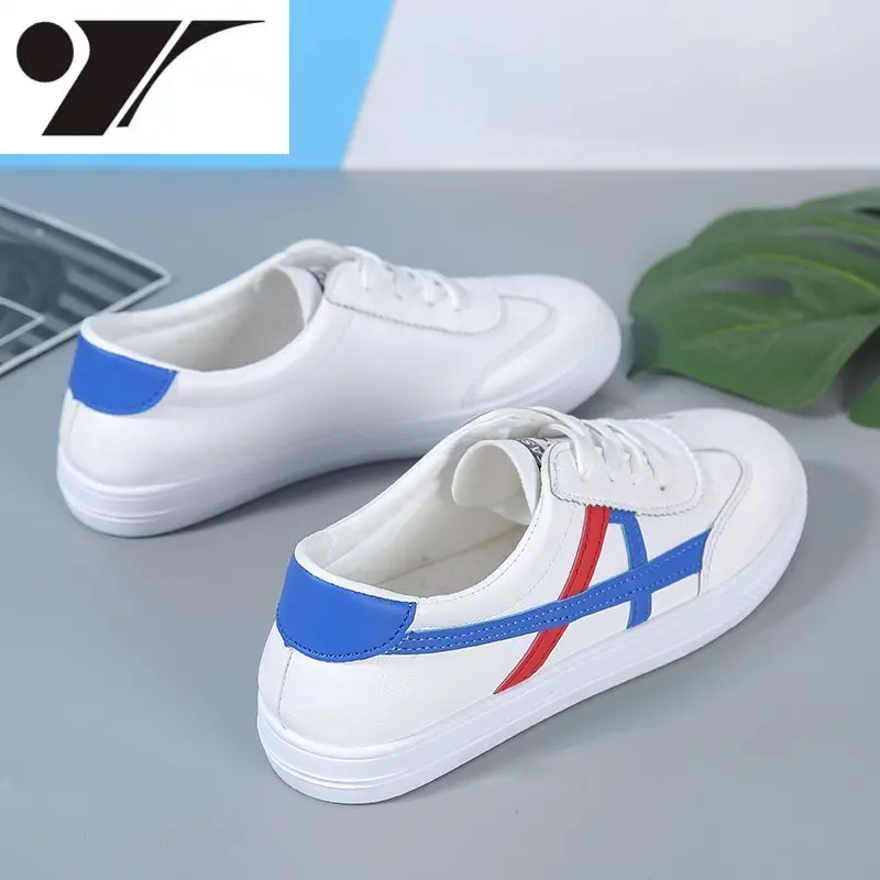 

Women White Flats Pu Soft Leather Sneakers Canvas Loafers Comfort Lace Up Casual Spring Woman Vulcanized Shoes