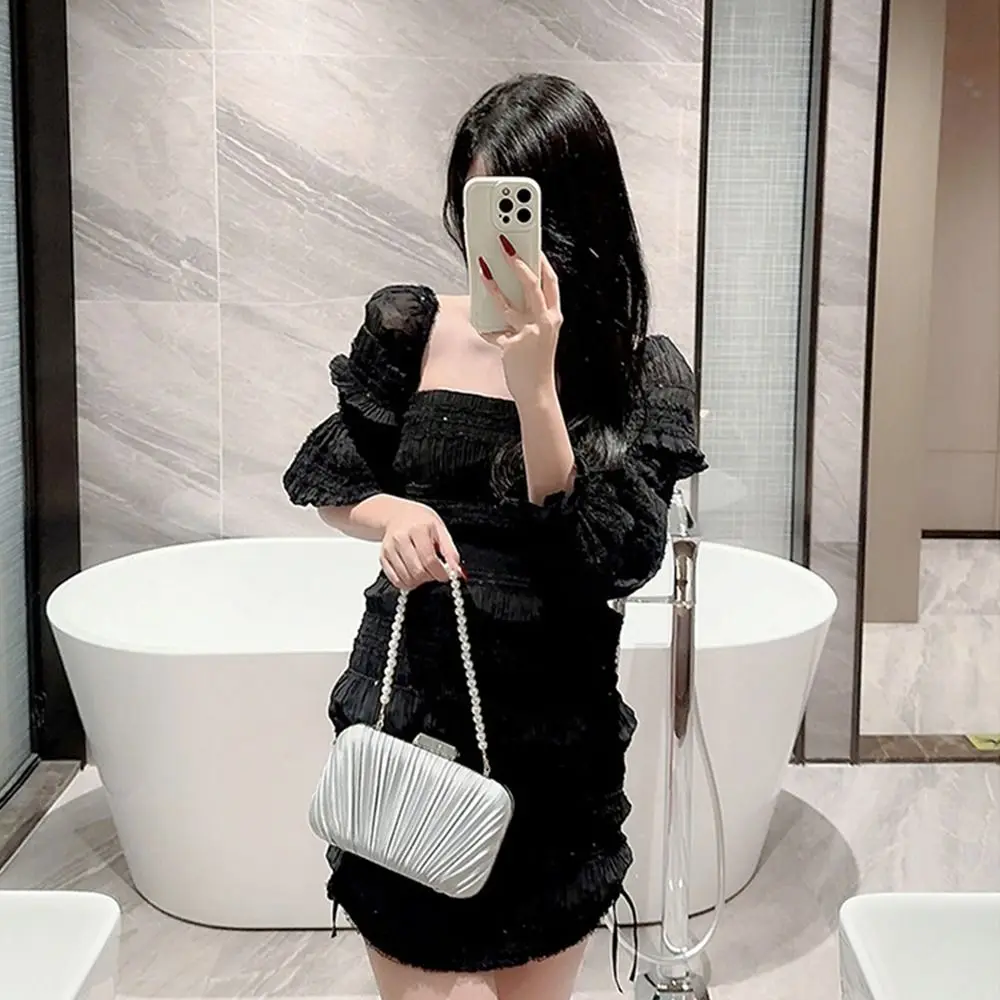 Элегантная Женская Шелковая Вечерняя Сумка Модный Банкетный Клатч С Жемчужной