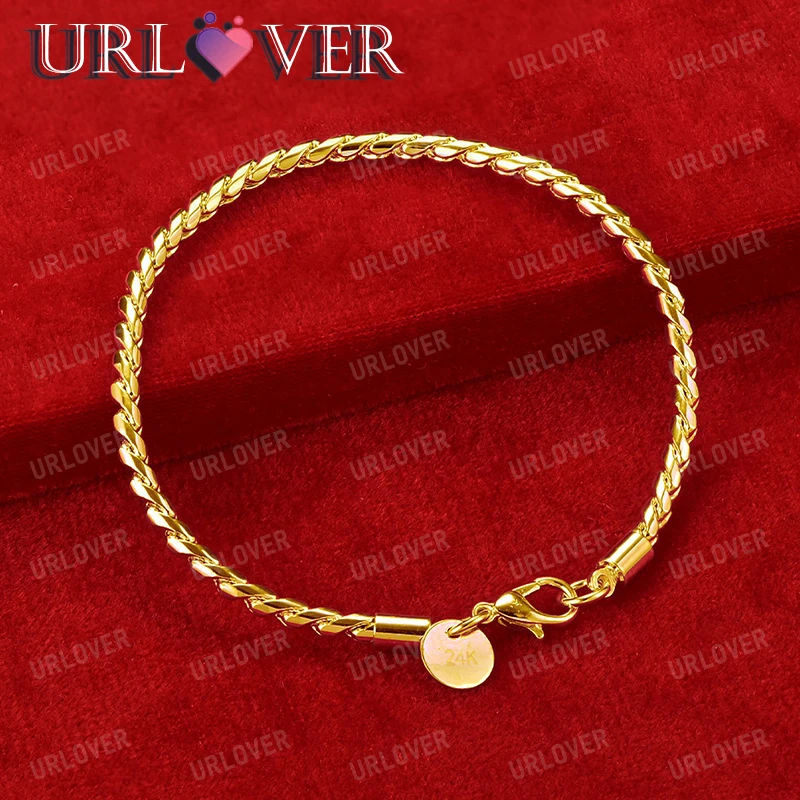 Браслет-цепочка URLOVER из 18-каратного золота 4 мм змея