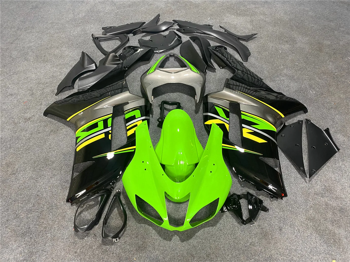 

Motorcycle Whole Body Fairing Suitable for Kawasaki ZX-6R 07 08 Year 636 2007 2008 Deflect hood Green Black Gray