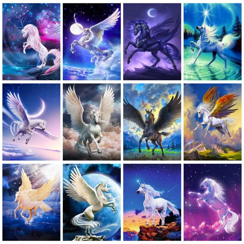 

CHENISTORY Acrylic Painting By Numbers Unicorn White Horse Adults Crafts Wall Decors On Canvas Artwork Diy Gift Fantasy For Kids