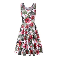 plus size women sleeveless o neck print dresses casual sweet vintage floral a line party robe 2021 summer beach dress vestidos