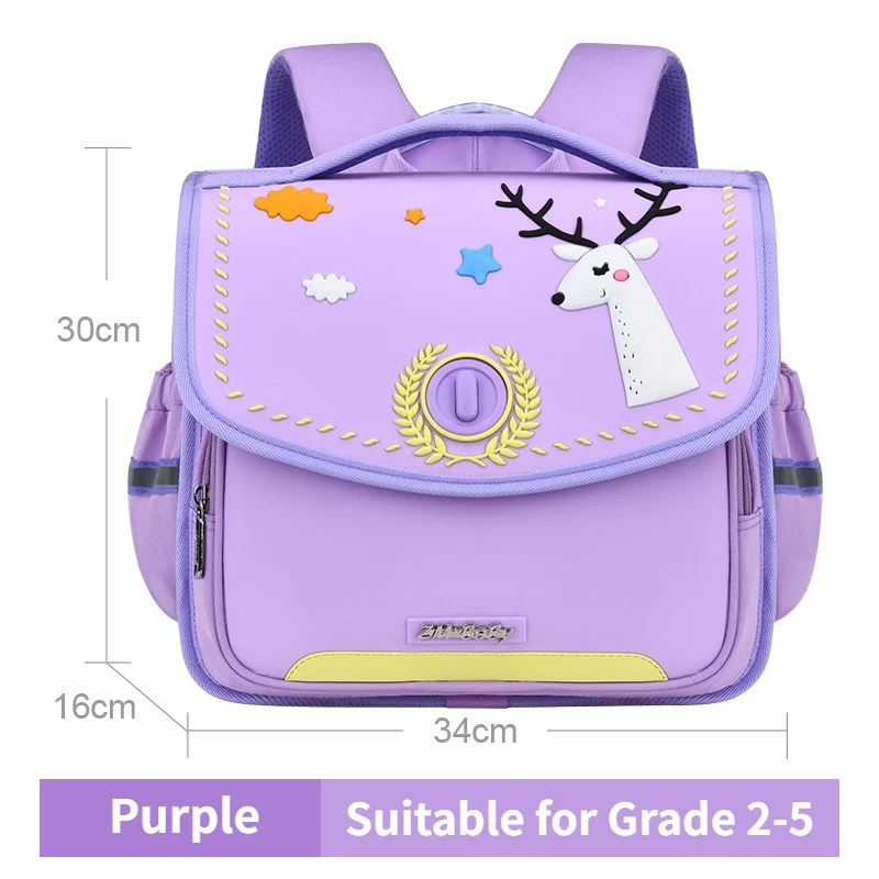 High-capacity Grade 2-5 Children Cartoon Elk Bear Horizontal British Style Schoolbag New Primary Girl Boy Fashion Cute Backpacks
