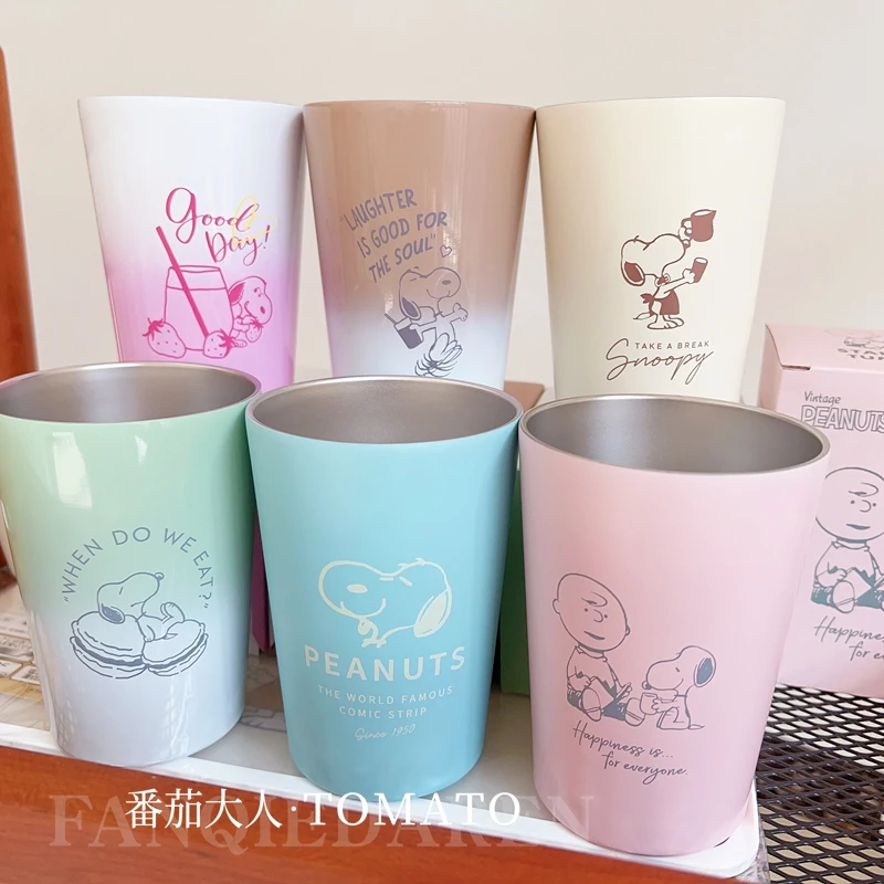 

450Ml Snoopy Series Stainless Steel Insulation Set of Cups Beverage Juice Coffee Cup Set Kawaii Anime Toy for Kid Birthday Gift