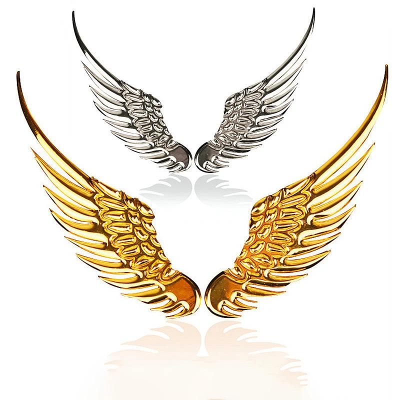 

Car Auto Sticker 3D Stereo Metal Angel Wing Car Decoration with Decals Emblem Chrome Car 3D Big Wings Sticker Exterior Decal