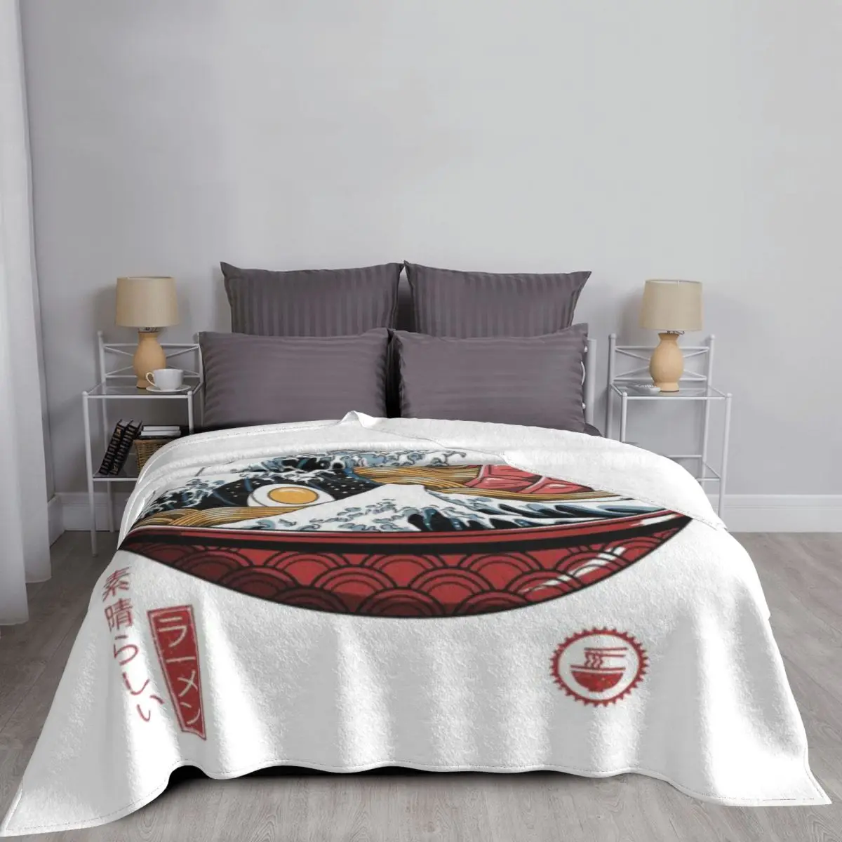 Отличное белое ультрамягкое одеяло из микрофлиса Ramen Wave