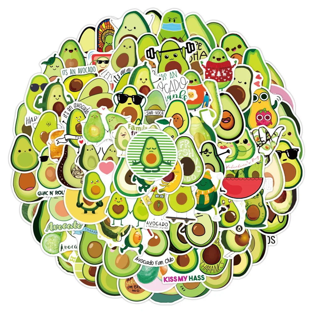 

10/30/50PCS Cartoon New Cute Avocado Personality Creative Sticker Desk RefrigeratorPhone Skateboard Waterproof Sticker Wholesale