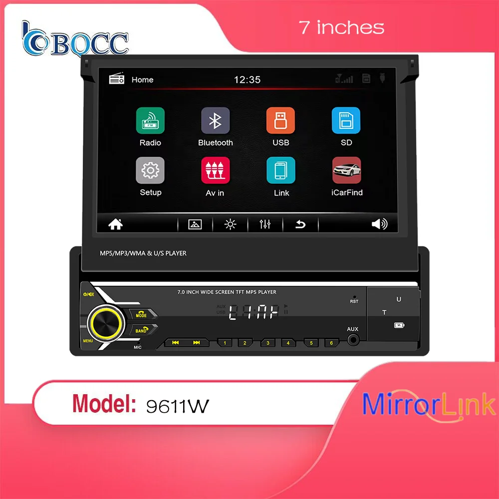 BQCC 1DIN Android Автомобильный Мультимедийный Плеер Bluetooth Стерео 7 'выдвижной