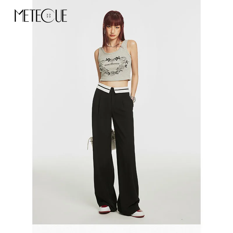 High Waisted Pants 2023 New Fashion Spring Summer Women Wide Leg Pants Grey Black Color