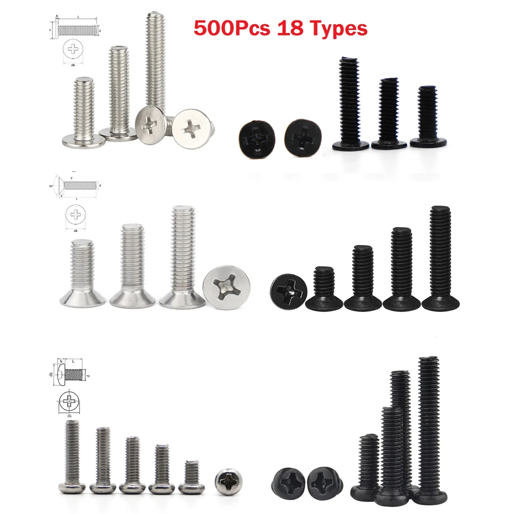 

M2 M3 Screw Set KM2 Machine Laptop Screw Flat Head Phillips Drive Accessories for Repair Computer Electronic Laptop Screws Kit