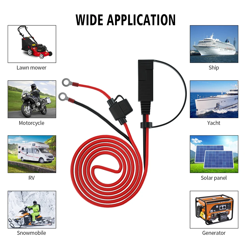 

Motorcycle Battery SAE to Ring Cable 12-24V Output Terminal Connector Vehicle Motorbike External Replacing Charger