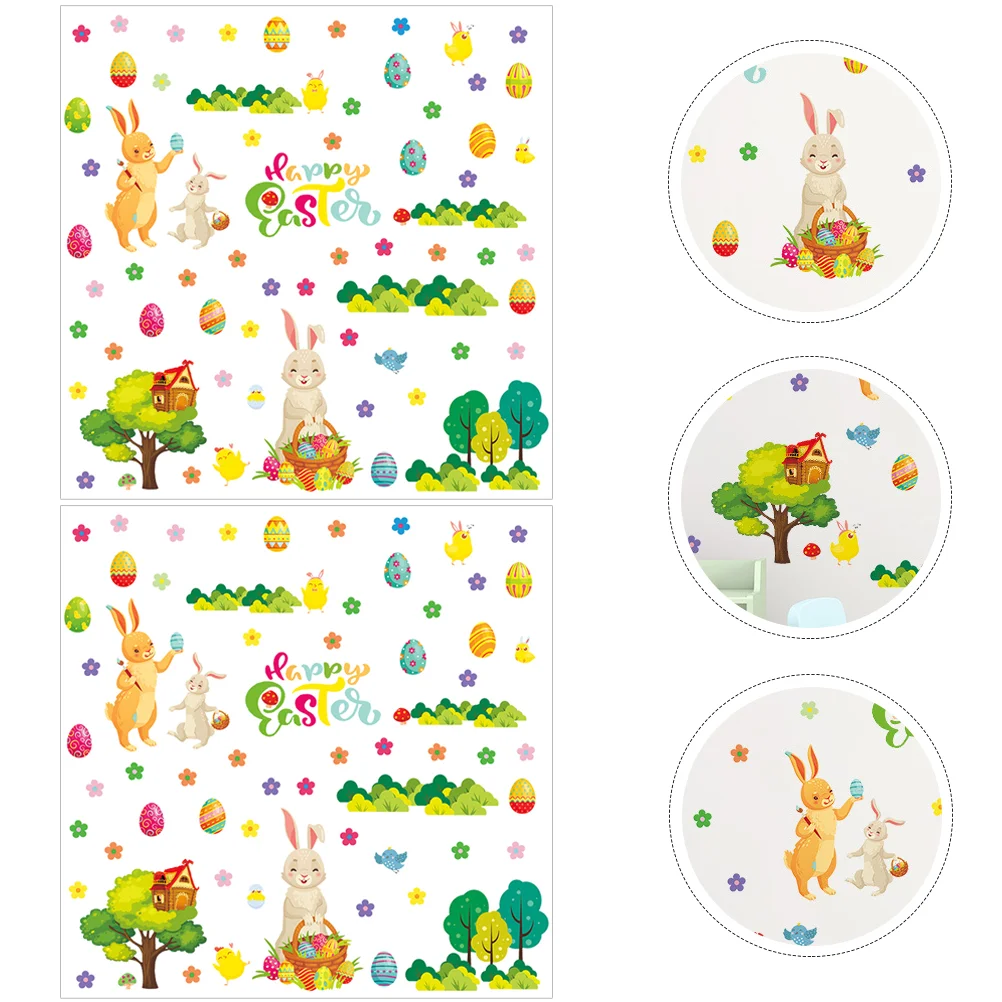 

Wall Easter Wallpaper Sticker Stick Decal Rabbit Party Peeldecoration Adhesive Removable Door Window Homepaperdelicate