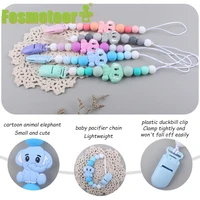 fosmeteor new 1pcs plastic pacifier clips holder silicone letter beads infant newborn dummy silicone elephant pacifier chain