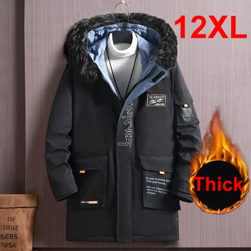 Men's Parka Winter Jacket Men Plus Size 12XL 11XL 10XL Fashion Thickened Jacket Coat Outerwear Male Big Size Coats Bandana Print