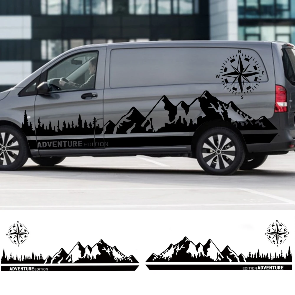 

Camper Van Car Body Side Mountain Adventure Graphics Stickers Accessories For Mercedes Benz V Class Vito Viano W447 W639 W638