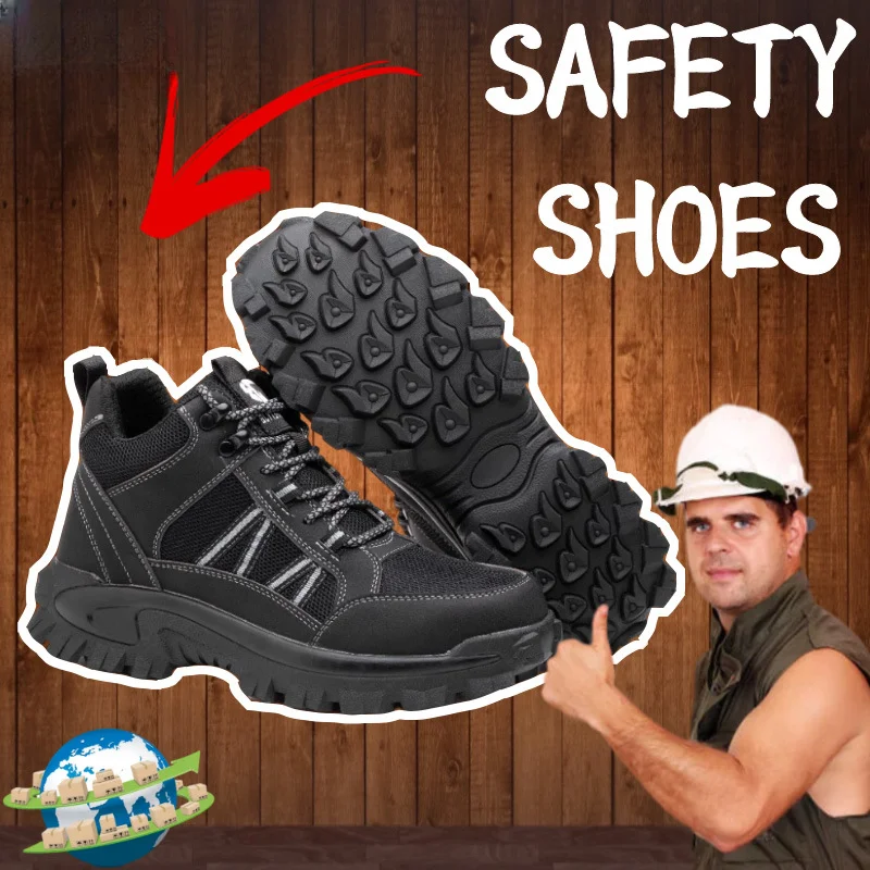 

Indestructible Man Safety Shoes Light Non-Slip Work Sneakers Breathable Shoes Men Steel Toe Puncture Proof Air Mesh Safety Boots