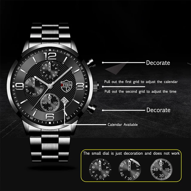 Luxury Mens Sports Casual Watches For Men Fashion Stainless Steel Calendar Quartz WristWatch Man Date Leather Luminous Clock 2