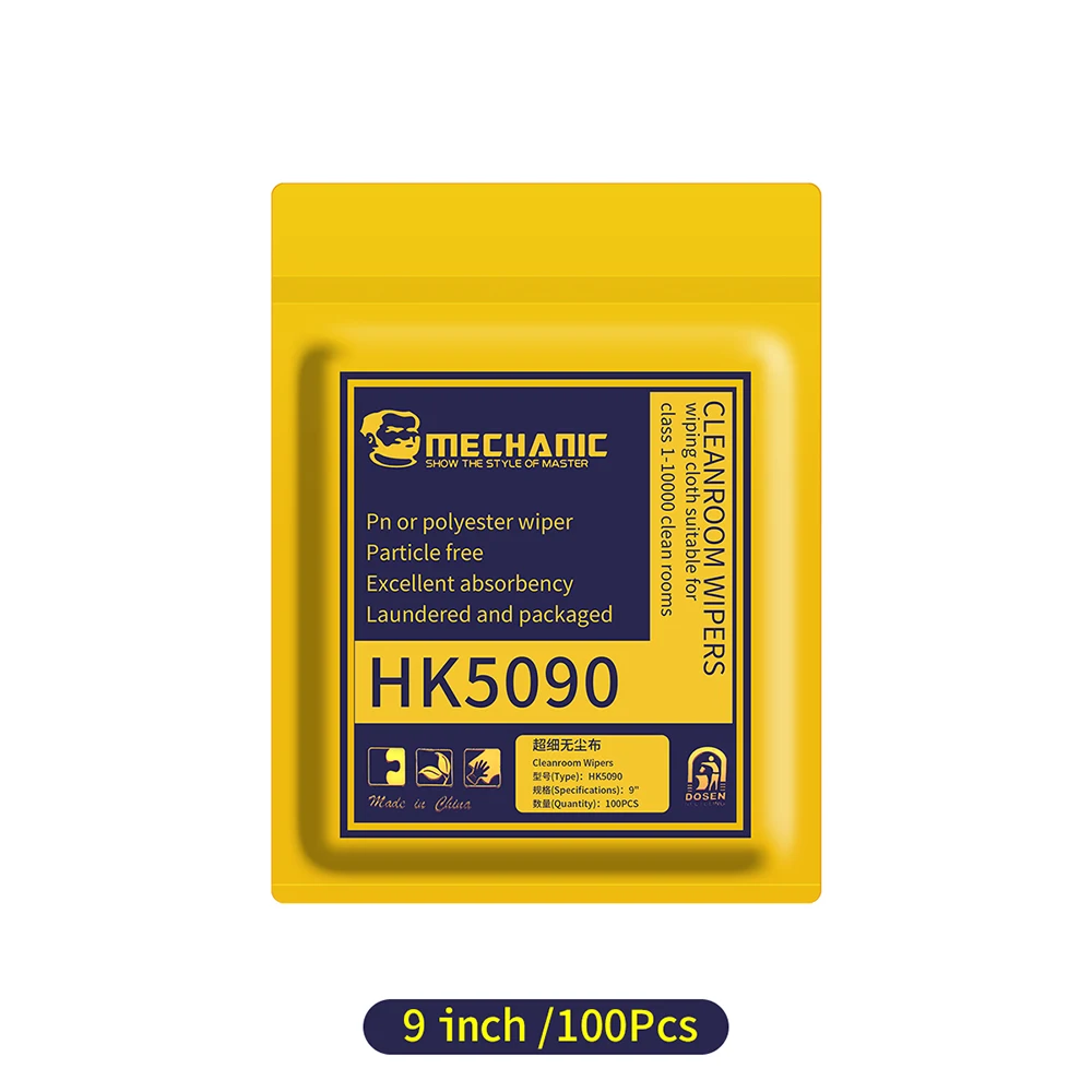 

Антистатическая беспыльная ткань MECHANIC HK5090, очиститель для чистки помещений, инструмент для чистки без пыли для ЖК печатных плат, прецизионный инструмент для ремонта