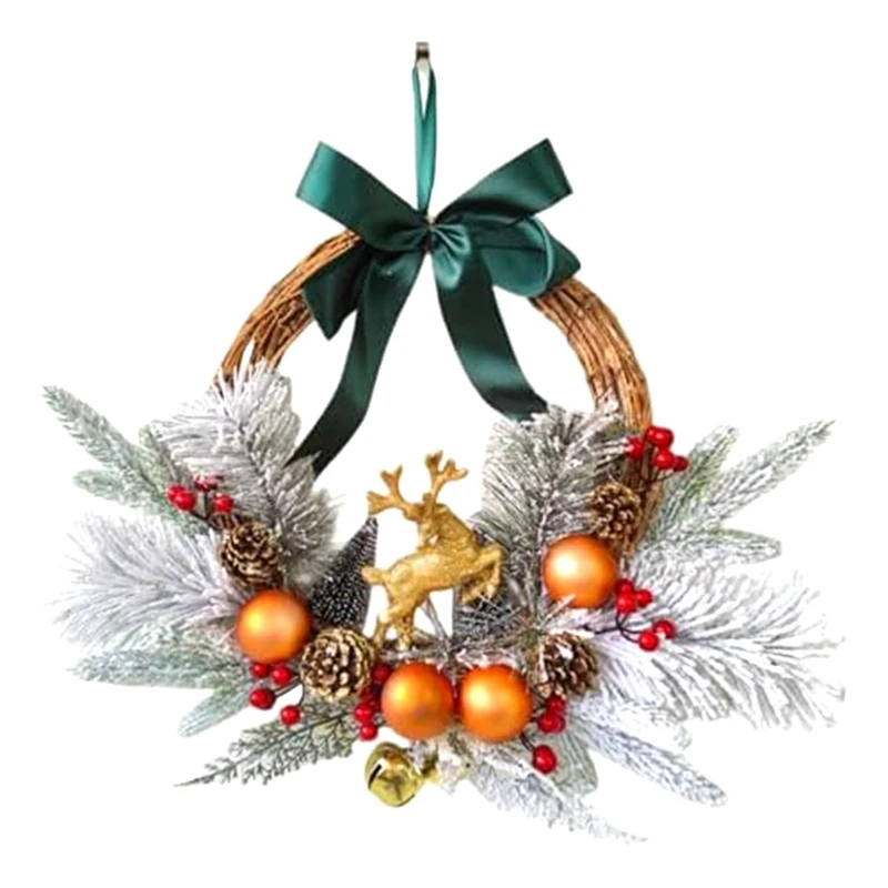 

Christmas Decorations Wreath Christmas Reindeer Wreaths For Front Door With Christmas Ball Pinecones Bells Christmas Door