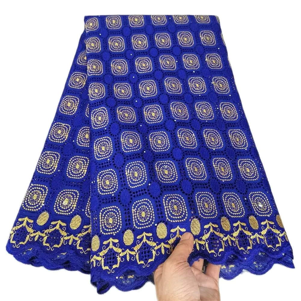 

Swiss Voile Lace Fabric, African Dry Lace, Royal Blue, Switzerland, 5 Yards, 100% Cotton, High Quality