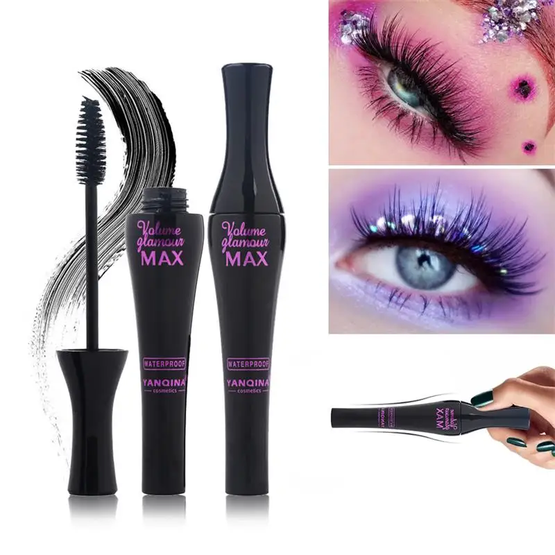 

3D Fiber Mascara Long Eyelash Silicone Brush Curving Lengthening Mascara Waterproof Makeup Eye Cosmetic