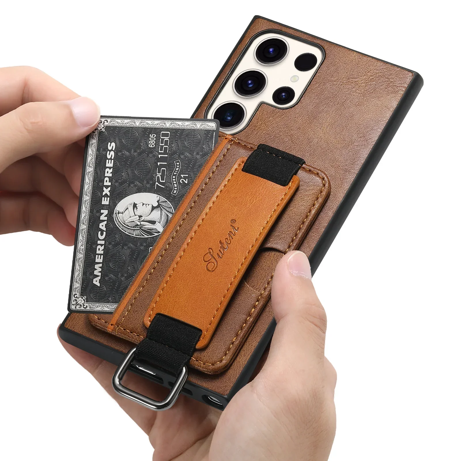 Фото Чехол для Samsung Galaxy S26 S25 S24 S23 S22 Plus Ultra Note 20 из искусственной кожи с подставкой, противоударный, с ремешком на запястье и карманом для карт №2
