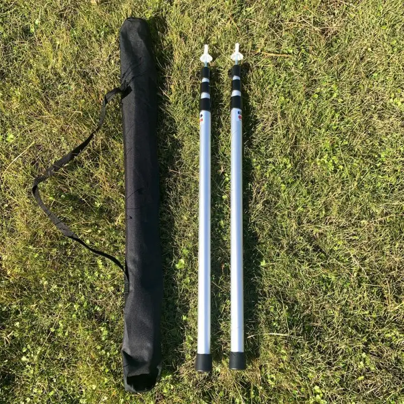 

2. Adjustable Iron Awning Pole Tarp Pole 2 Pack Ultralight Compact Support Rods for Camping Shelter Tarpaulin Canopy