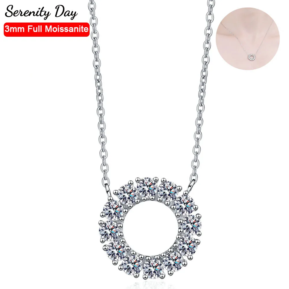 

Serenity Day Real D Color 3mm1.2 Carat Moissanite Necklace For Women Wedding 100% S925 Sterling Silver Plate Pt950 Fine Jewelry