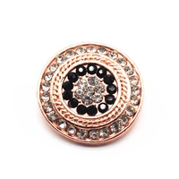 10pcslot metal rose gold roudn crystal snap button charms fit 18mm diy ginger braceletbangle jewelry making