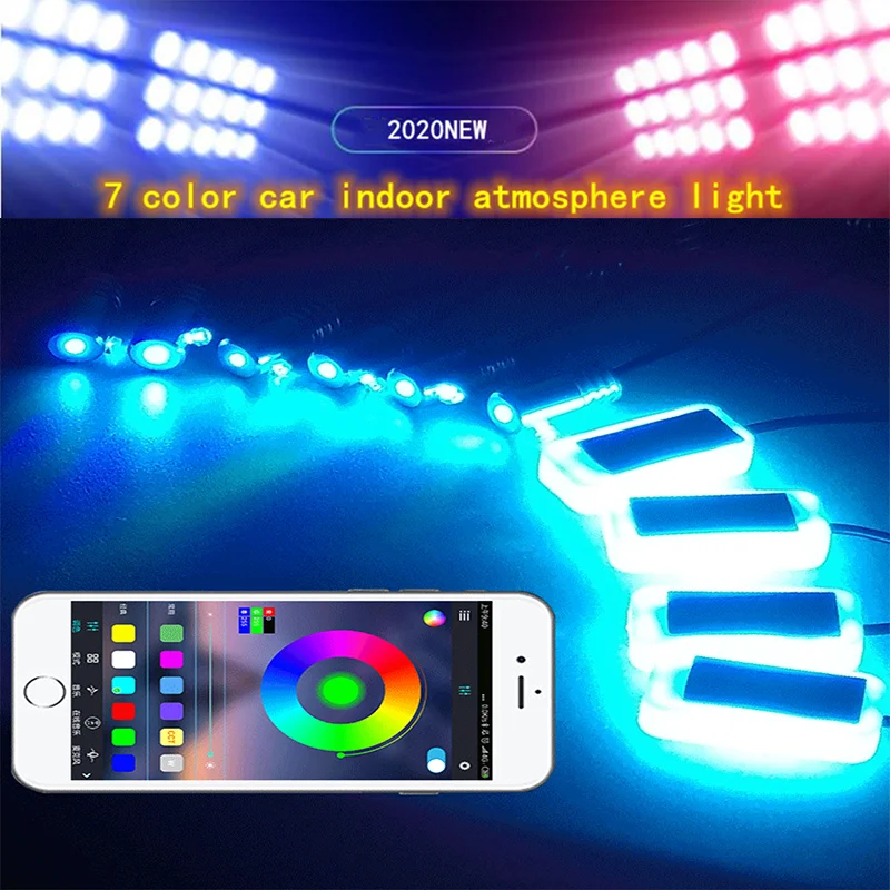 Автомобильный декоративный rgb-светильник для автомобиля, неоновые гибкие светодиодные ленты из электролюминесцентного волокна, RGB подсветсветильник для ног