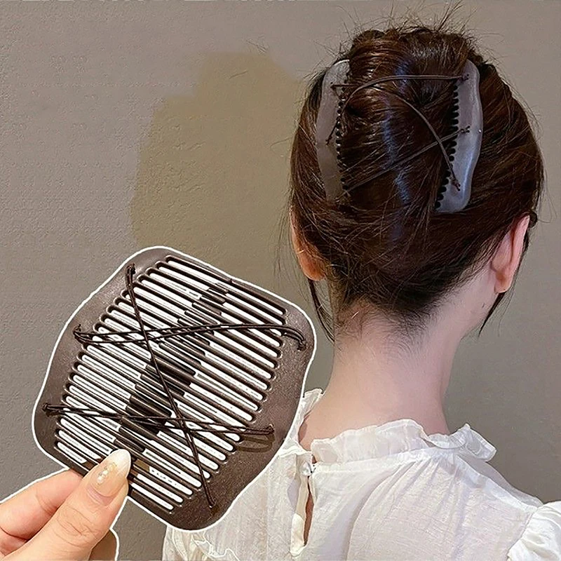 

Fashion Elastic Force Double Row Hair Comb For Women Long Thick Hair Updo Headband Vintage Insert Hair Comb Hair Accessories