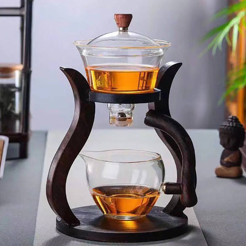 

Термостойкий стеклянный чайный набор, магнитная Поворотная чаша с вращающейся крышкой, автоматическая чайная утварь ленивый кунг-фу, чайник для питья