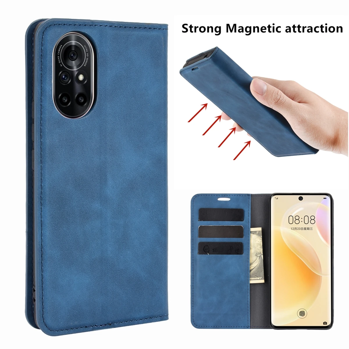 

Кожаный чехол с магнитной затяжкой для Huawei Nova 8 Pro 5G Nova8 5G, чехол в стиле ретро, кошелек, деловые чехлы для телефонов, флип-чехол