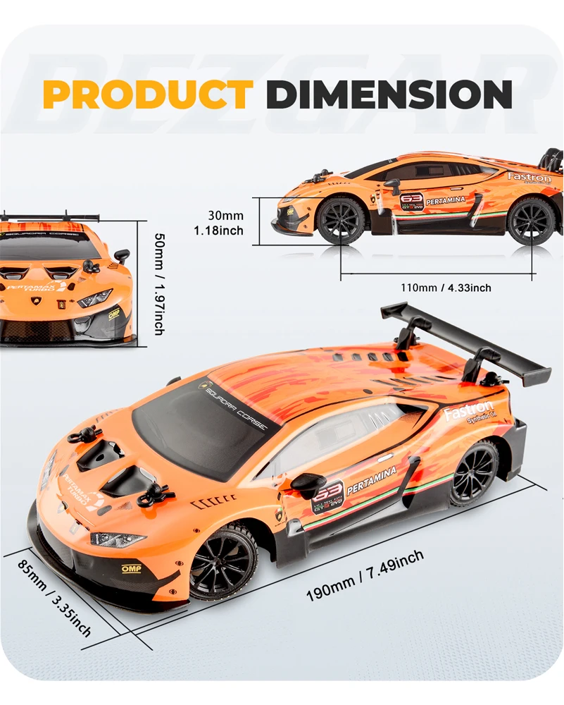 машина на радиоуправлен Lamborghini Huracan GT3 Evo радиоуправляемая машинa 2 4 ГГц BEZGAR