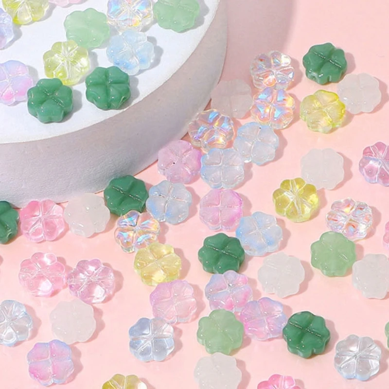 20 шт. разноцветные стеклянные глазурные клеверы очаровательные плоские