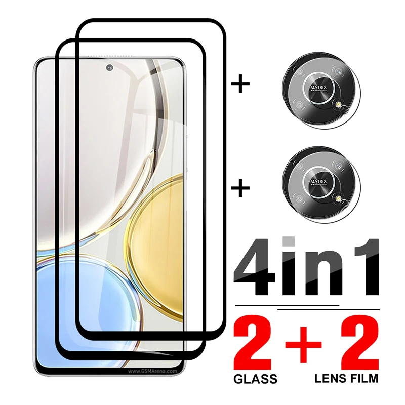 

4in1 Full Cover Tempered Glass Case For Honor X9 5g magic4 lite honorx9 Screen Protectors magic 4 lite 6.81inch Camera Lens Film