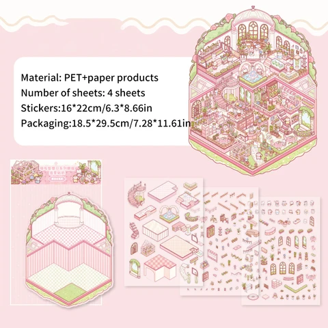 Миниатюрные пейзажные наклейки Meow Woo Thinking Day