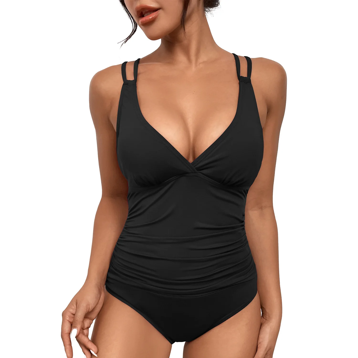 

2023 Summer New Sexy V-neck Covered Belly Swimsuit Female