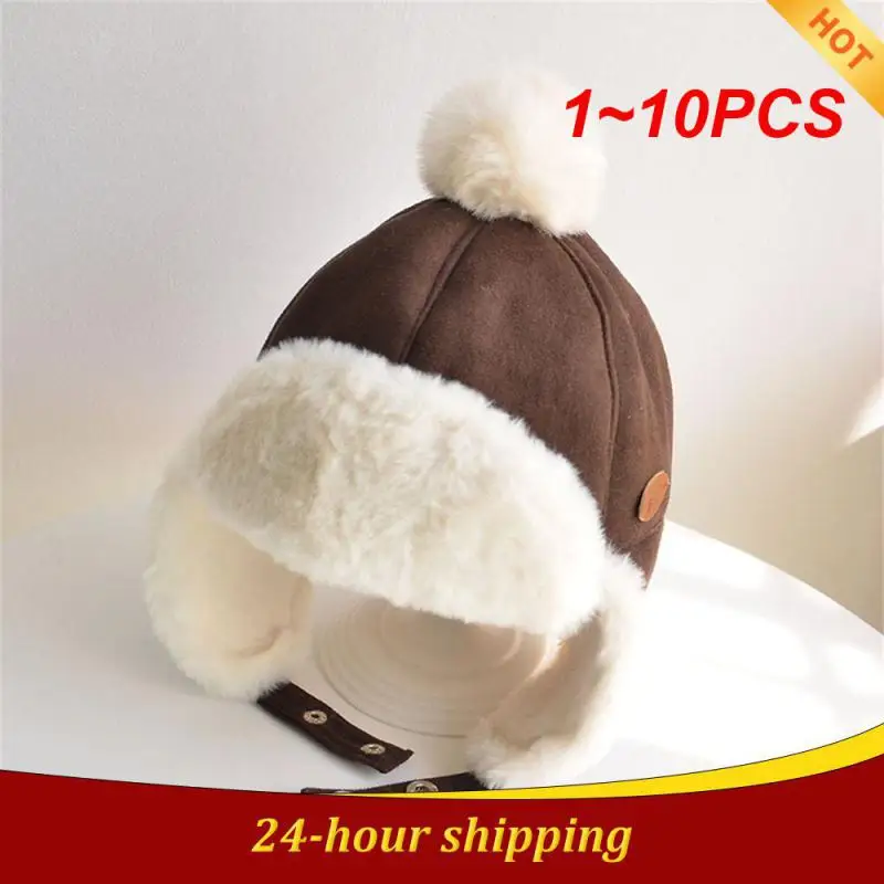 

Зимние детские вязаные детские шапки-ушанка, 1-10 шт.