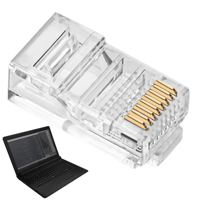 Оптовая продажа, 100 шт., Кристальный разъем 8P8C RJ45, Модульный сетевой кабель Ethernet, головка вилки для UTP Cat5 Cat5e Cat6, мужской адаптер RJ45